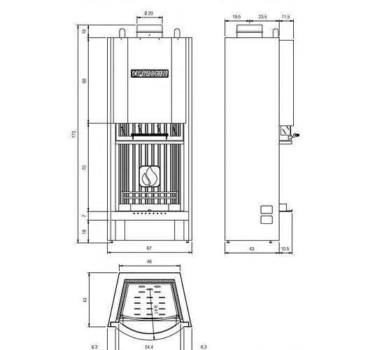 Piazzetta ht 655 т, дверца - черная эмалированная сталь_1